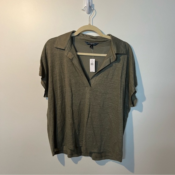 NWT! Banana Republic Linen Polo in Desert Thyme Green | medium - Picture 2 of 5